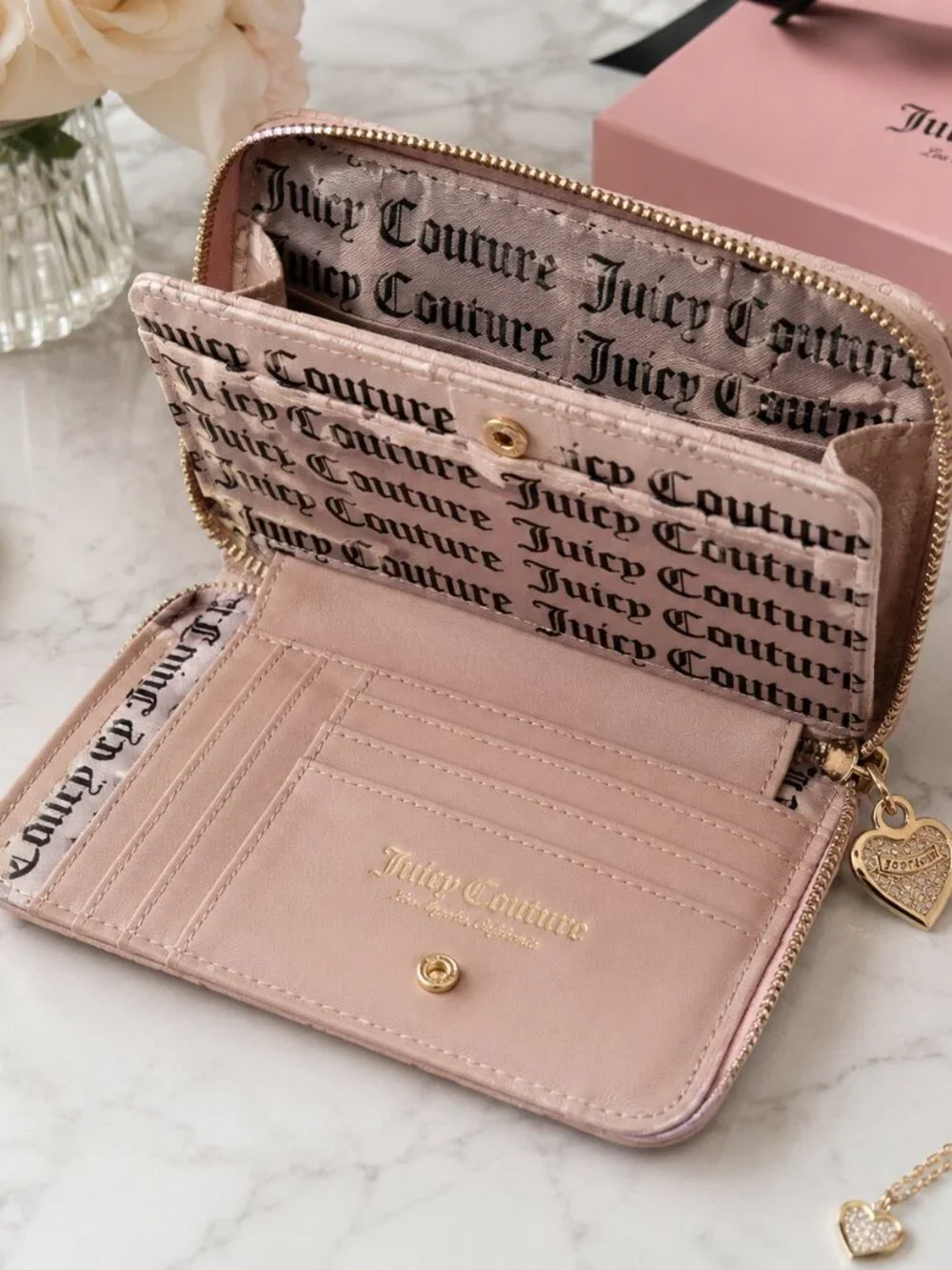 Juicy Couture Upgrade U Café Embossed Bifold Wallet NWT